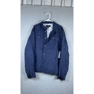 Structure City Jacket Mens XL Blue New With Tags Textured Button Front Utility